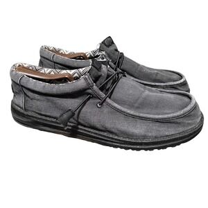Hey Dude Wally Canvas Shoes‎ Men's Size US M13 Black/Black Slip-on 40700-060 EUC